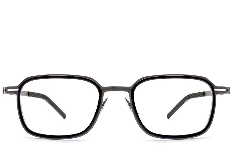 Rechteckige schwarze Titanbrille #BS1913-0267