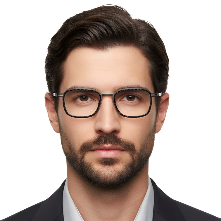 Lunettes rectangulaires en titane noir #BS1913-0267