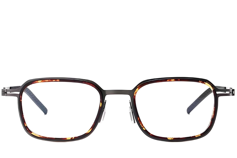 Rectangular Tortoiseshell Titanium Glasses #BS1913-0268