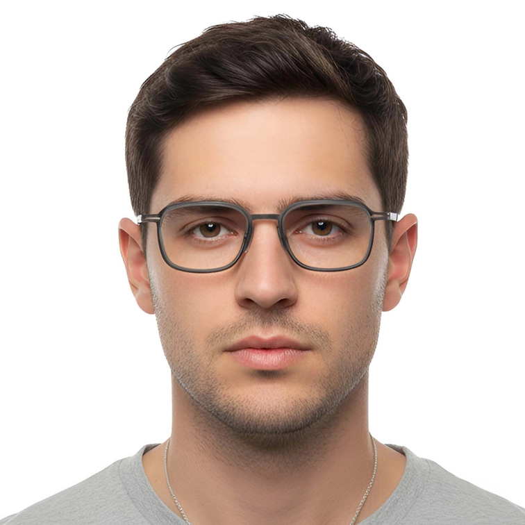 Lunettes rectangulaires en titane gris #BS1913-0269