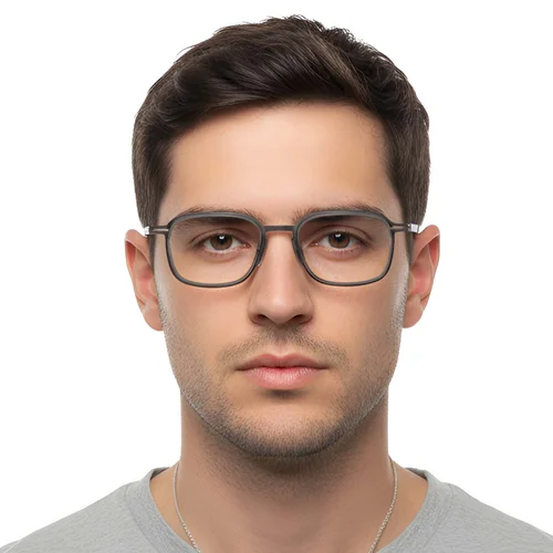 Lunettes rectangulaires en titane gris #BS1913-0269