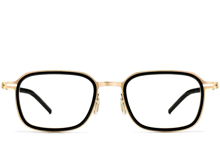 Rechthoekige zwarte titanium bril #BS1913-0270