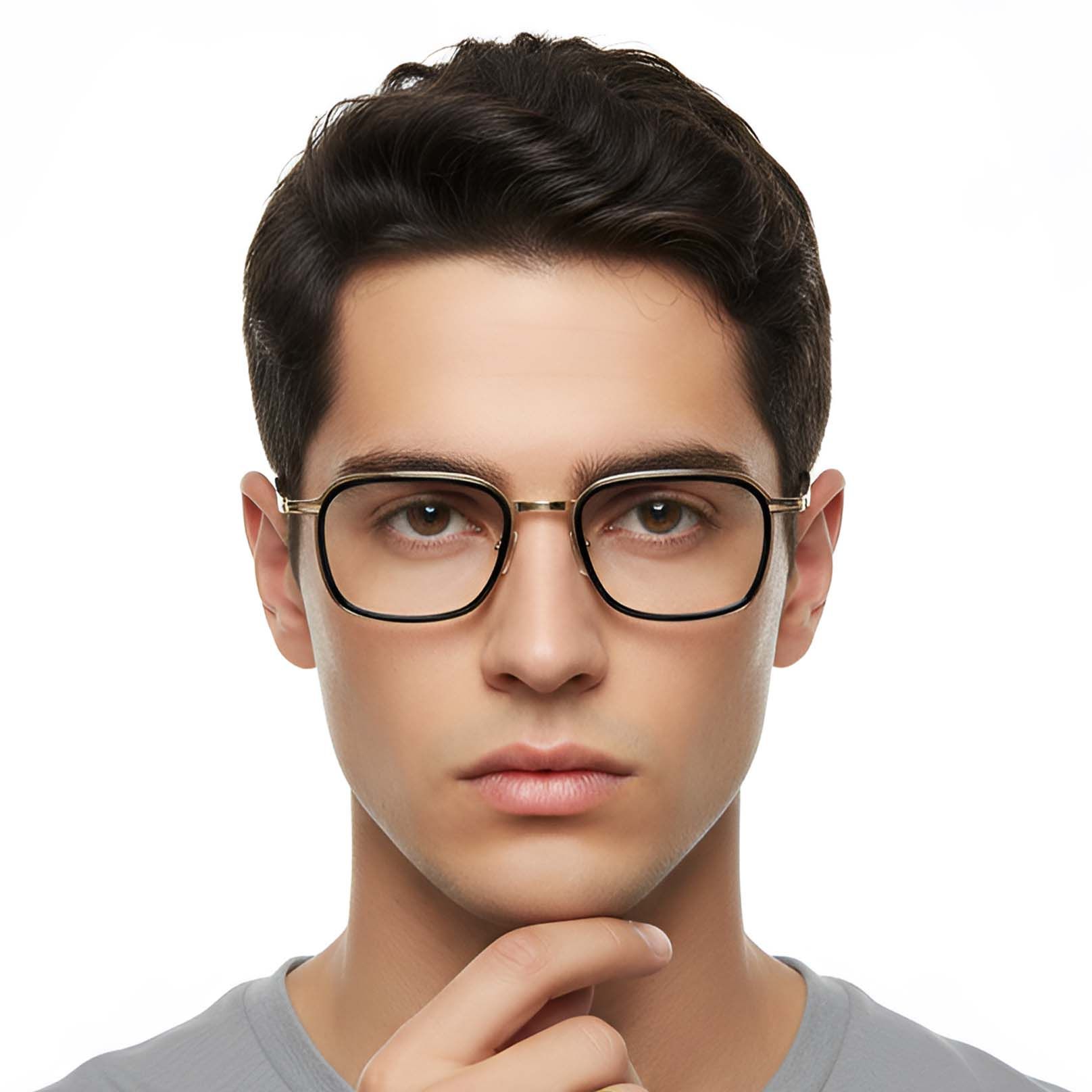 Gafas rectangulares de titanio negro #BS1913-0270