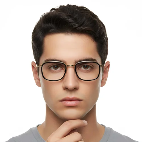 Lunettes rectangulaires en titane noir #BS1913-0270