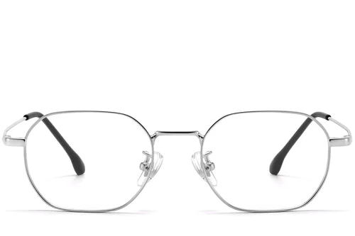 Lunettes géométriques en titane argenté #BS1913-0277