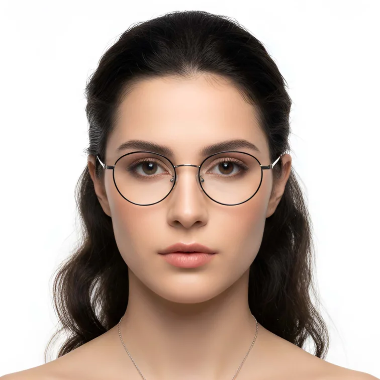 Lunettes ovales en titane noir #BS1913-0282