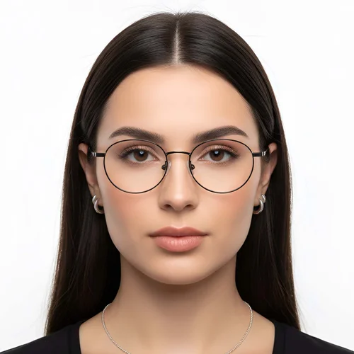 Lunettes ovales en titane noir #BS1913-0244