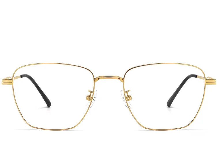 Lunettes rectangulaires en titane doré #BS1913-0284