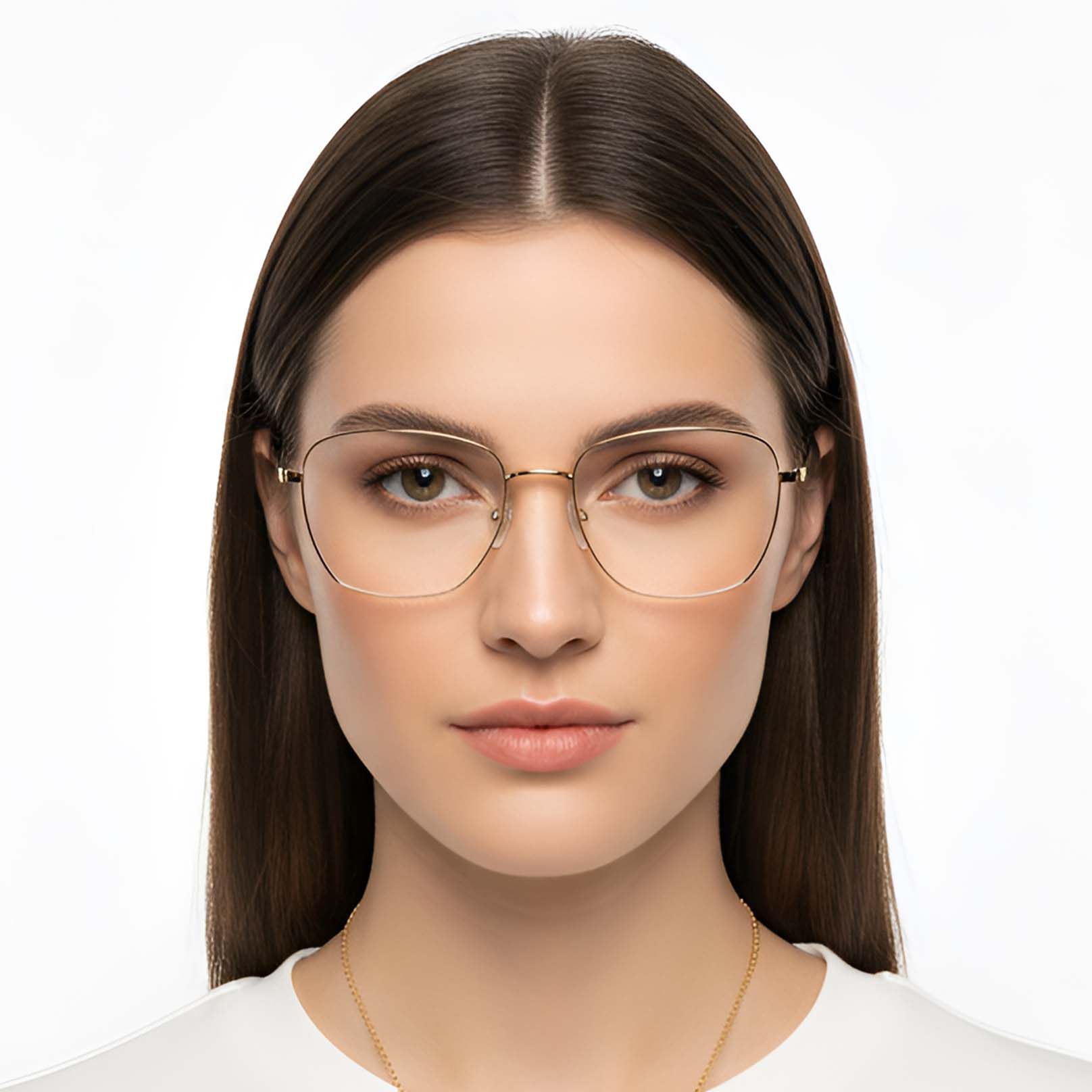 Rectangular Golden Titanium Glasses #BS1913-0284