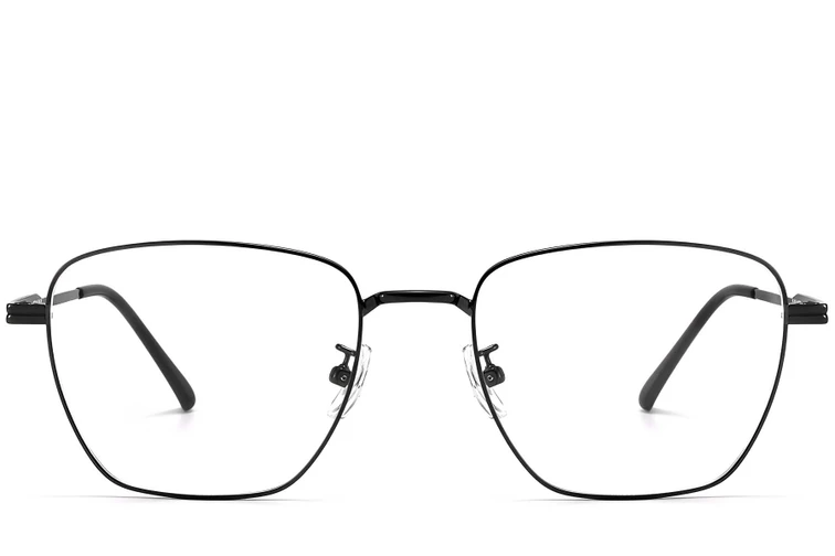 Rechteckige schwarze Titanbrille #BS1913-0285