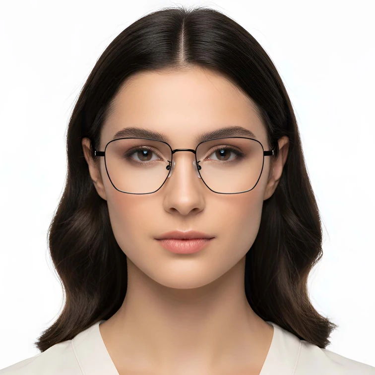Lunettes ovales en titane gris #BS1913-0246