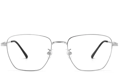 Lunettes rectangulaires en titane argenté #BS1913-0286