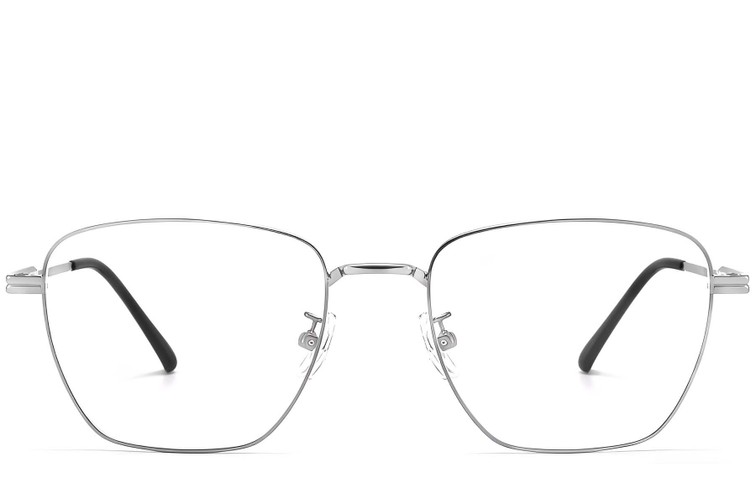 Lunettes rectangulaires en titane argenté #BS1913-0286