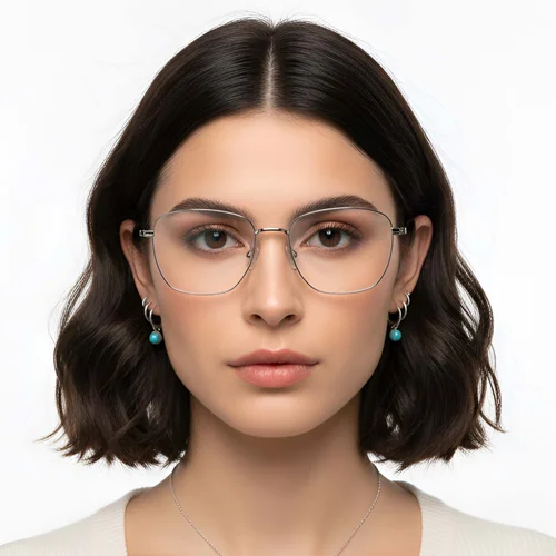 Lunettes rectangulaires en titane argenté #BS1913-0286