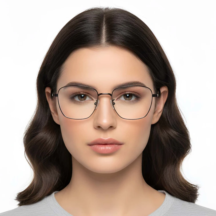 Ovale schwarze Titanbrille #BS1913-0248