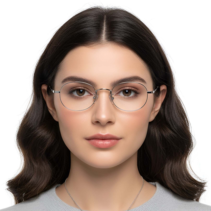 Oval Silver Titanium Glasses #BS1913-0291
