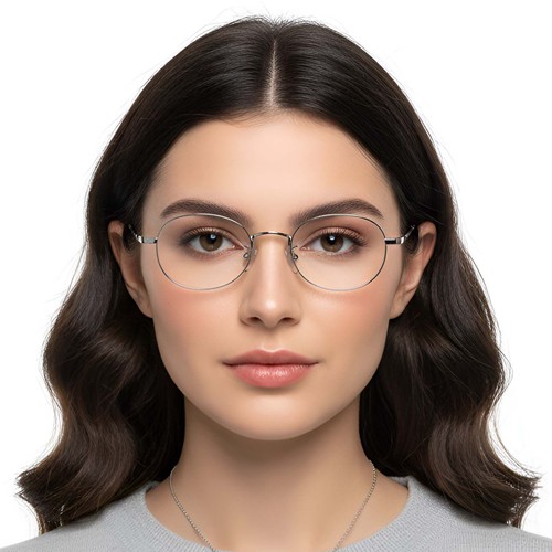 Oval Silver Titanium Glasses #BS1913-0291
