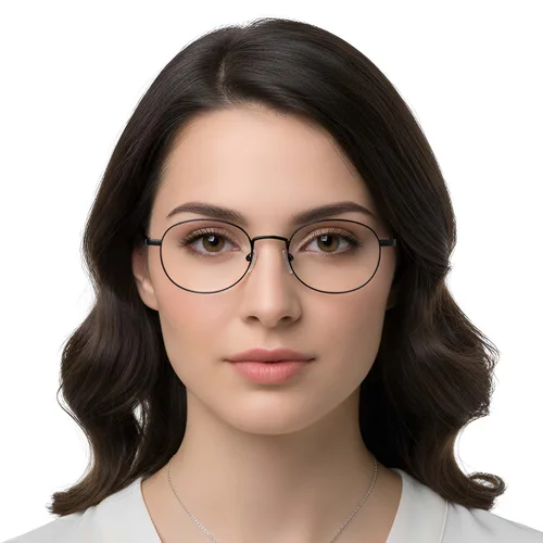 Lunettes ovales en titane noir #BS1913-0292