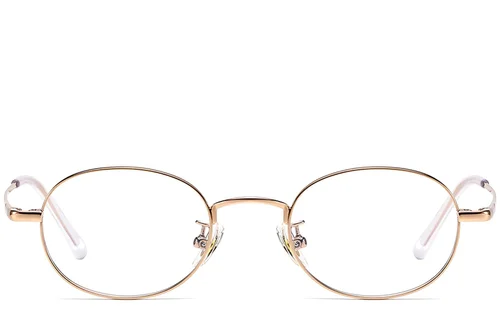Lunettes ovales en titane doré #BS1913-0293