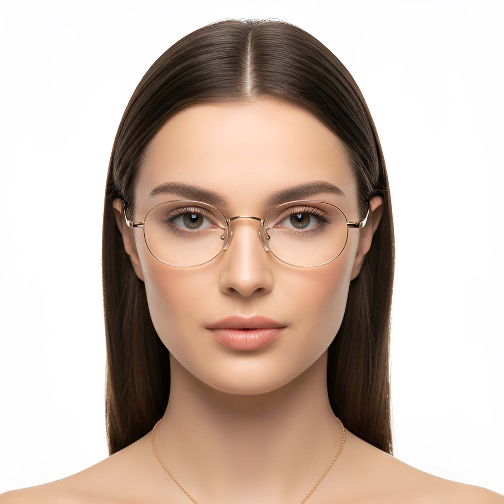Oval Golden Titanium Glasses #BS1913-0293