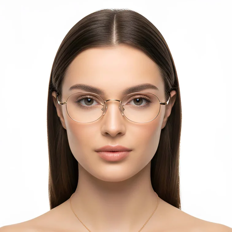 Gafas ovaladas de titanio dorado #BS1913-0293