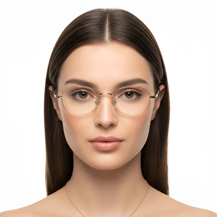 Lunettes ovales en titane doré #BS1913-0293