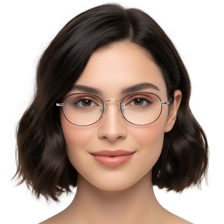 Oval Black Titanium Glasses #BS1913-0294