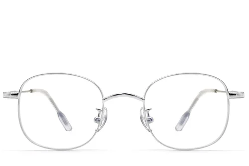 Lunettes ovales en titane argenté #BS1913-0296