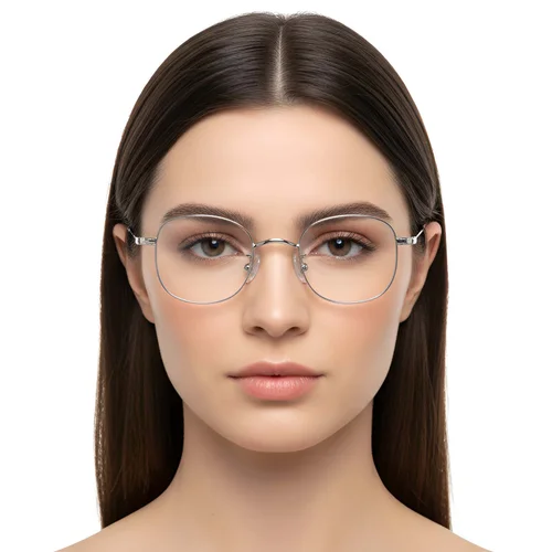 Lunettes ovales en titane argenté #BS1913-0296