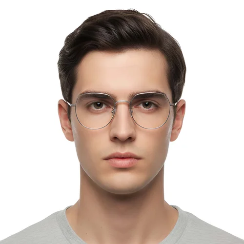 Lunettes ovales en titane argenté #BS1913-0303