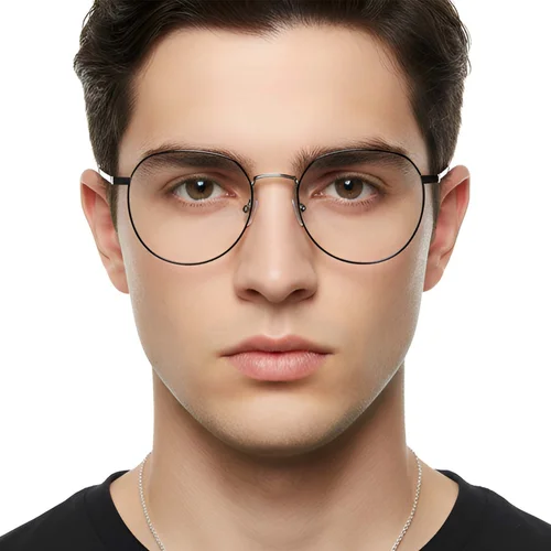 Lunettes ovales en titane noir #BS1913-0304