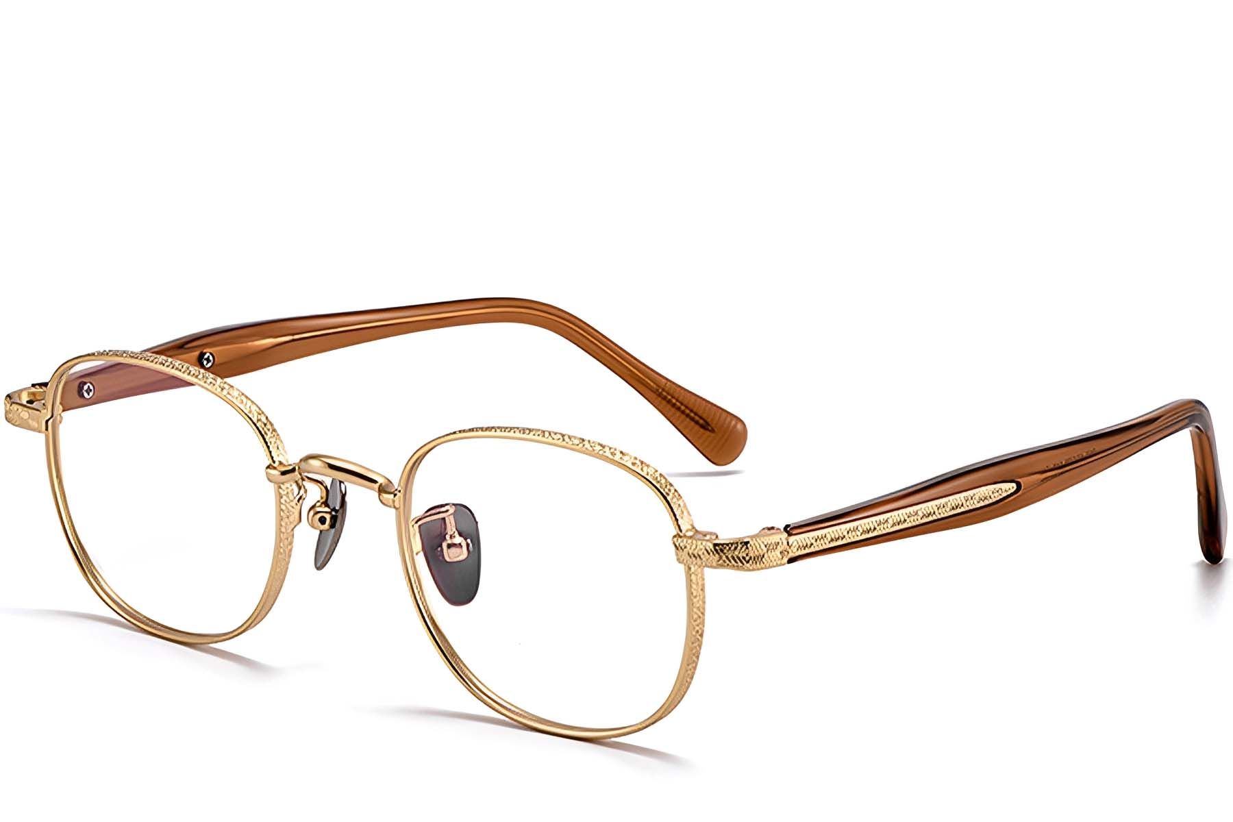 Gafas ovaladas de titanio dorado #BS1913-0306