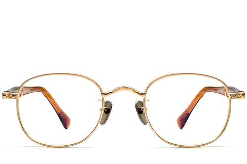 Lunettes ovales en titane doré #BS1913-0306