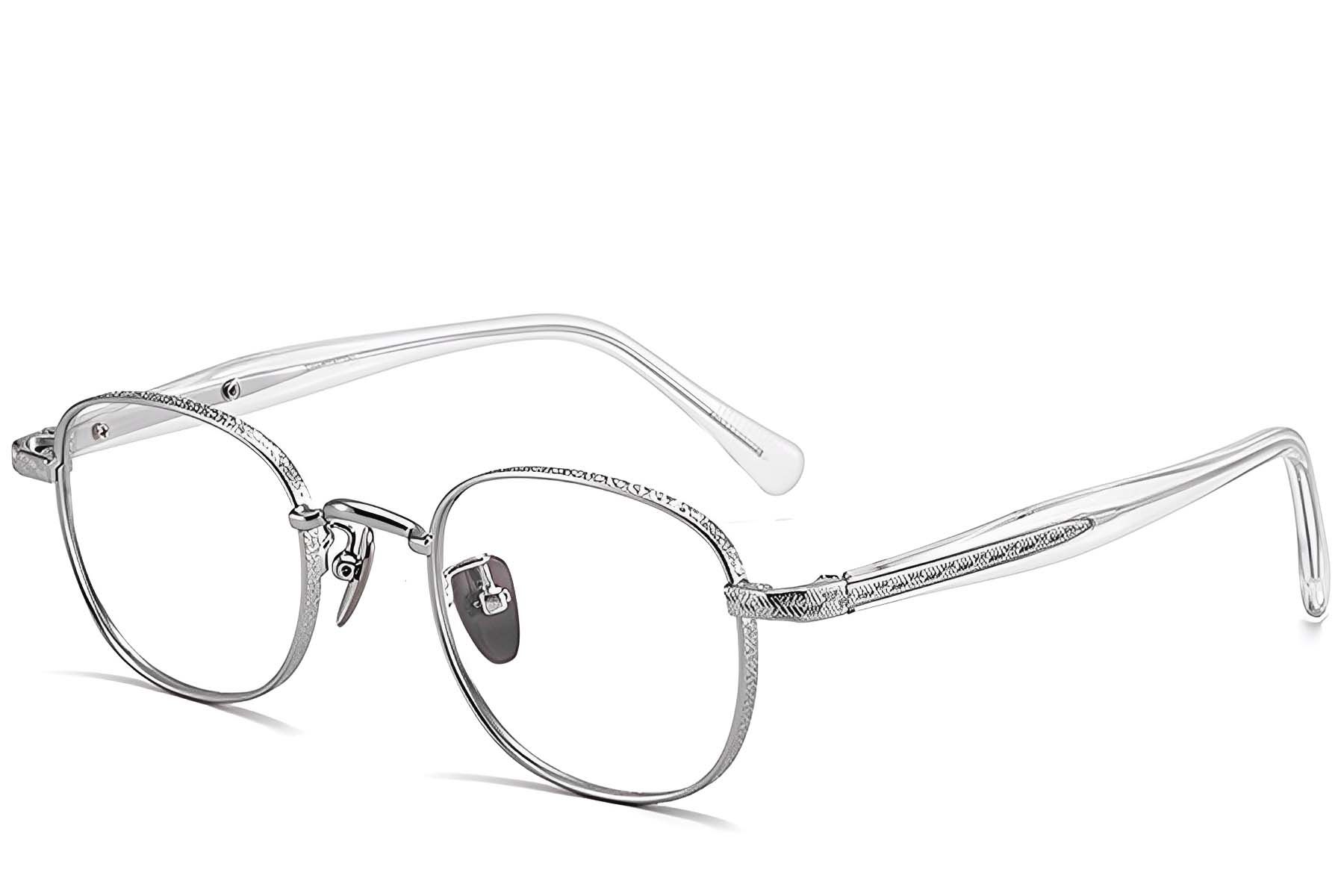 Oval Silver Titanium Glasses #BS1913-0308