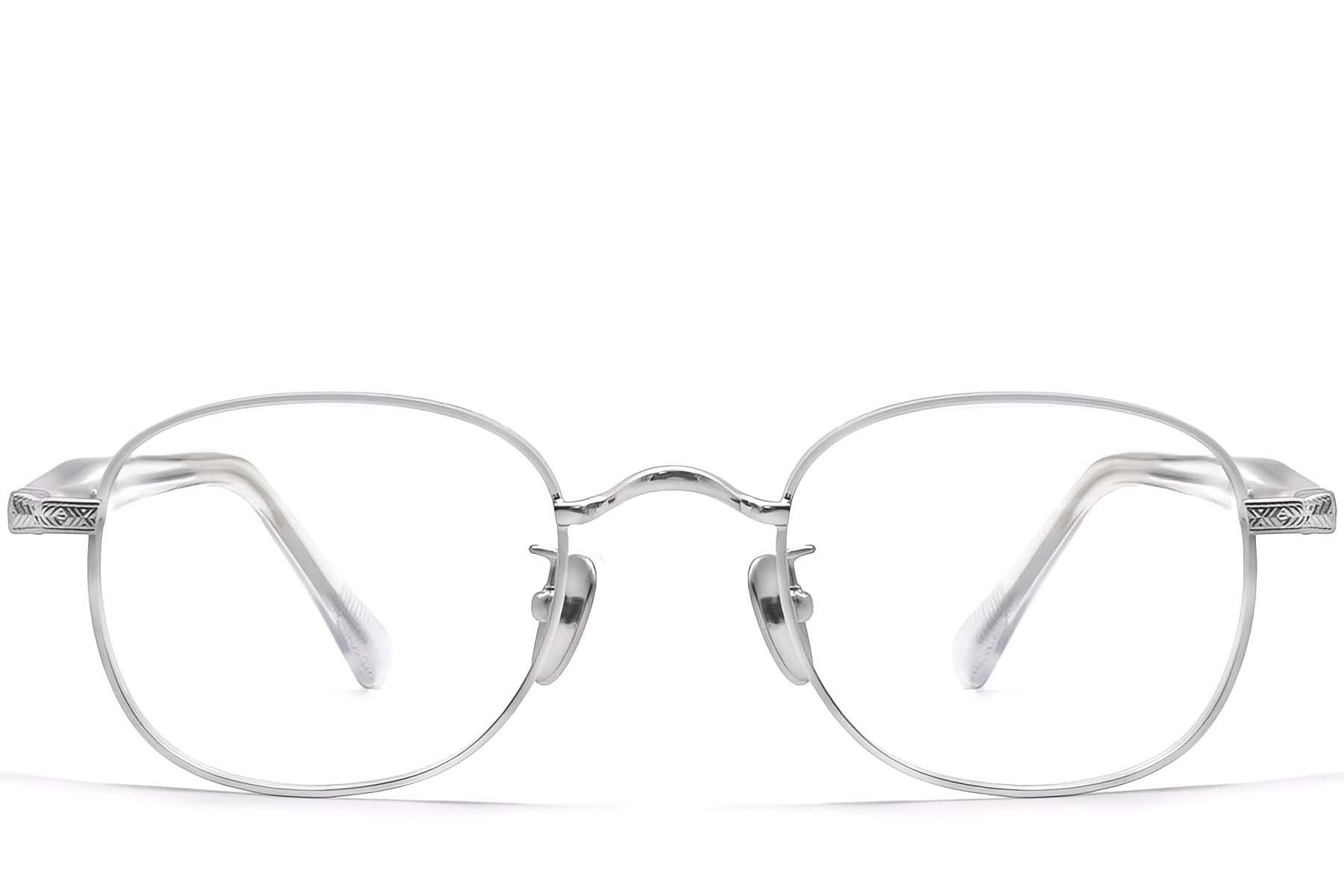 Oval Silver Titanium Glasses #BS1913-0308