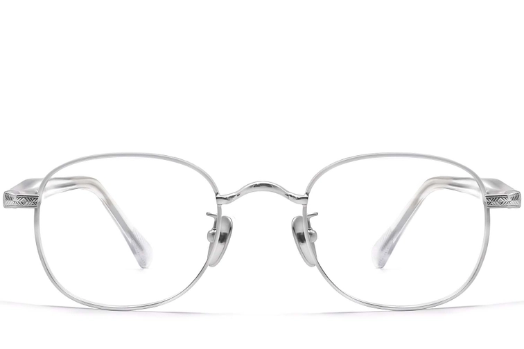 Oval Silver Titanium Glasses #BS1913-0308