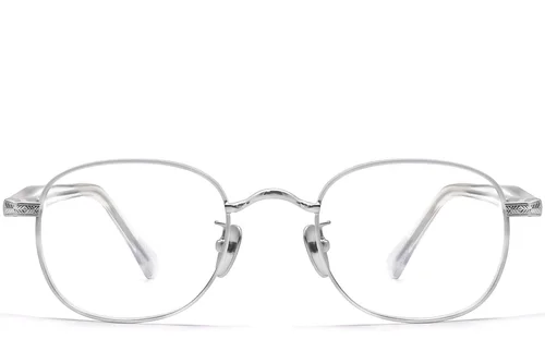Lunettes ovales en titane argenté #BS1913-0308
