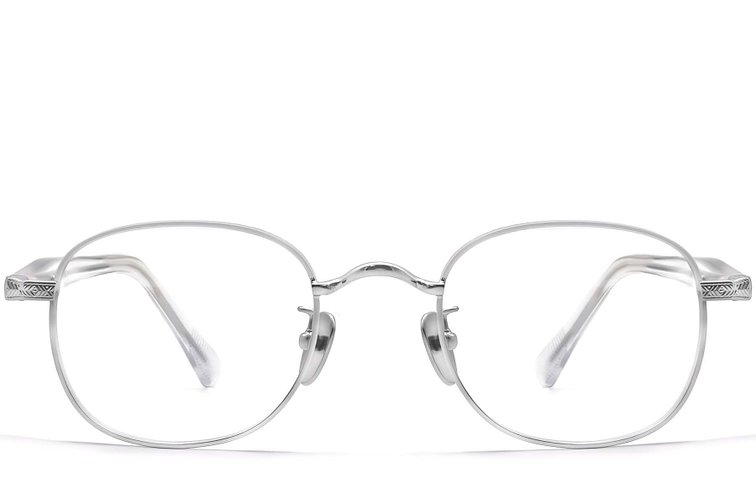 Oval Silver Titanium Glasses #BS1913-0308