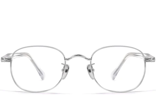 Oval Silver Titanium Glasses #BS1913-0308