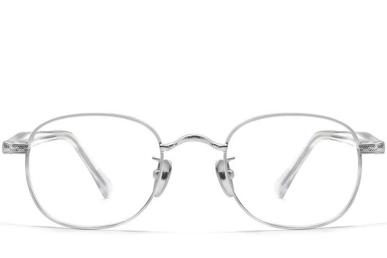 Oval Silver Titanium Glasses #BS1913-0308