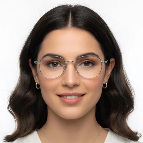 Lunettes ovales en titane argenté #BS1913-0308