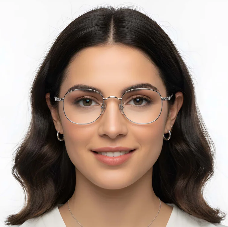 Oval Silver Titanium Glasses #BS1913-0308