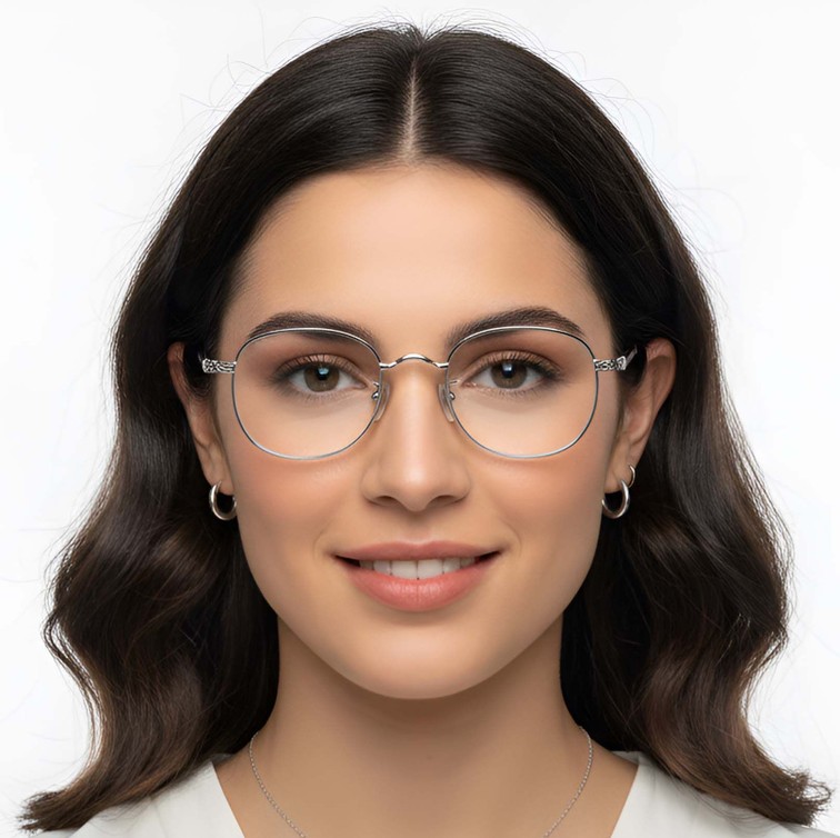 Oval Silver Titanium Glasses #BS1913-0308