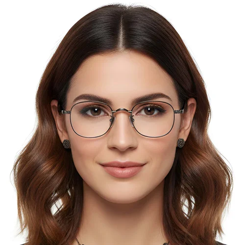 Lunettes ovales en titane gris #BS1913-0309