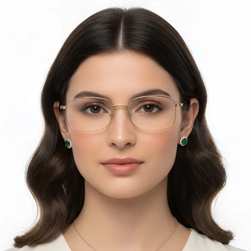 Lunettes rectangulaires en titane doré #BS1913-0313