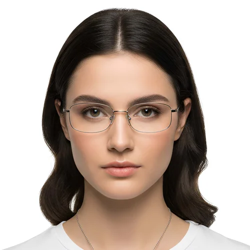 Lunettes rectangulaires en titane argenté #BS1913-0314