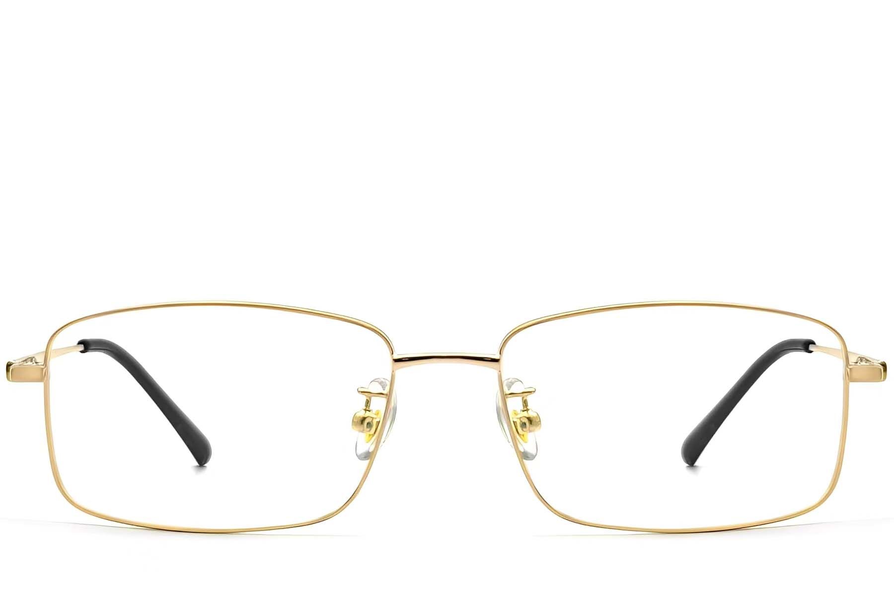 Gafas rectangulares de titanio dorado #BS1913-0316