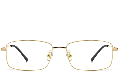 Lunettes rectangulaires en titane doré #BS1913-0316