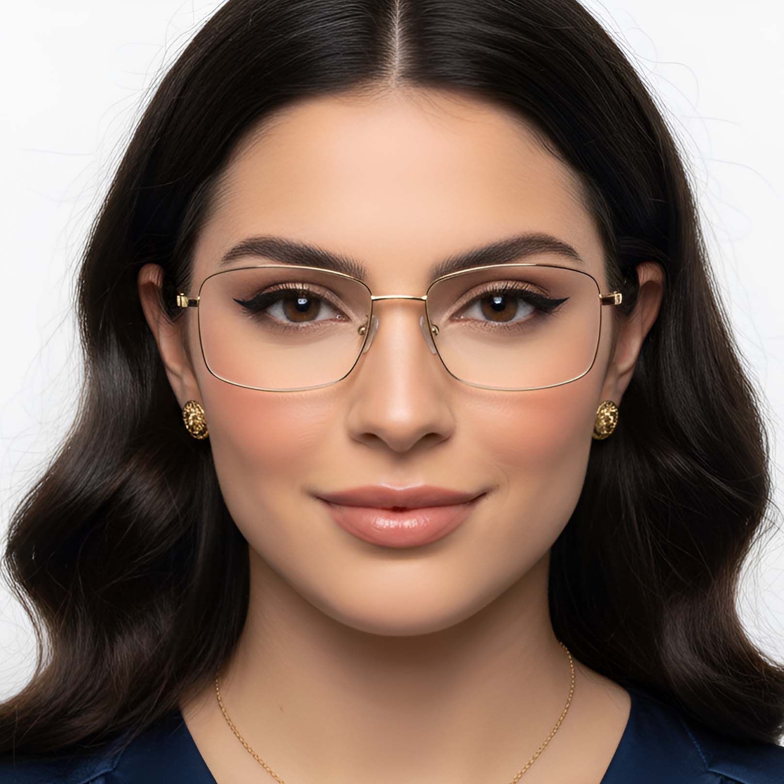 Gafas rectangulares de titanio dorado #BS1913-0316