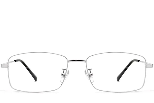 Lunettes rectangulaires en titane argenté #BS1913-0318